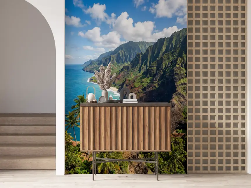 Na Pali Coast: Emerald Cliffs & Azure Sea Wall Mural