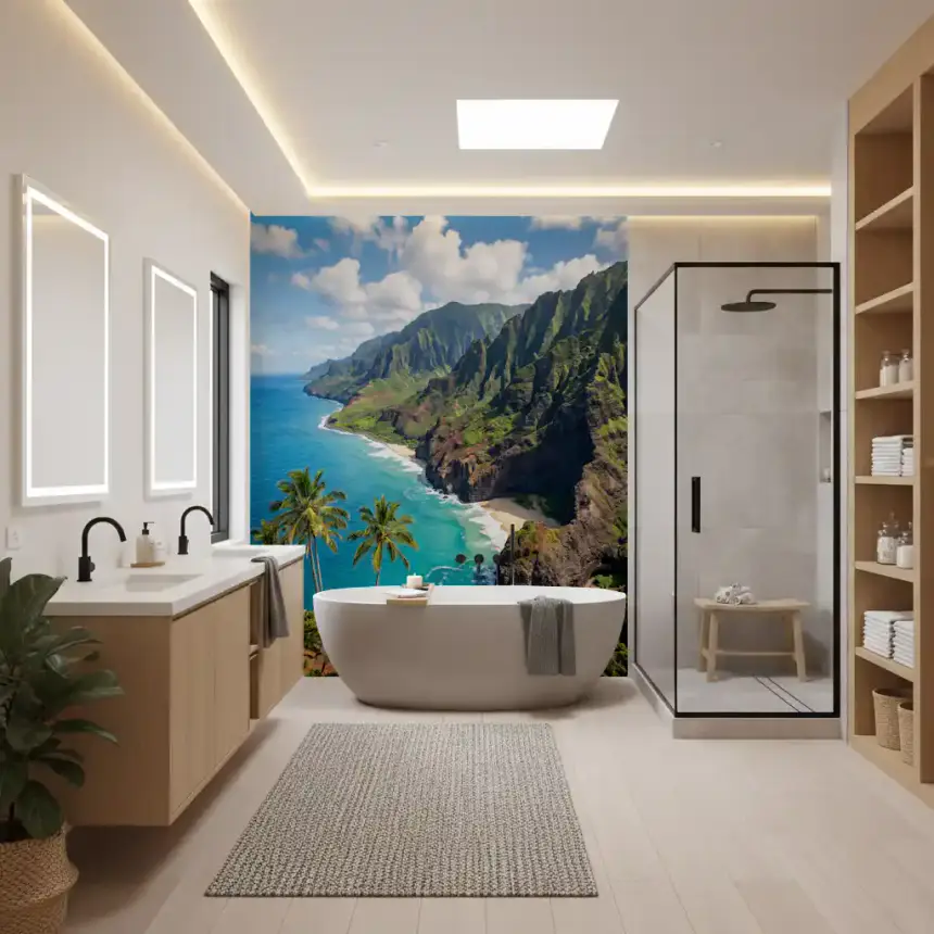 Na Pali Coast: Emerald Cliffs & Azure Sea Wall Mural