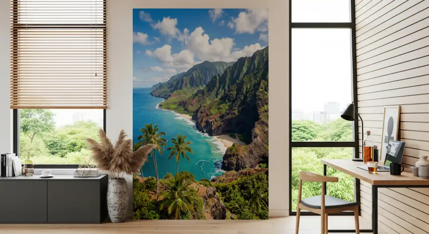 Na Pali Coast: Emerald Cliffs & Azure Sea Wall Mural