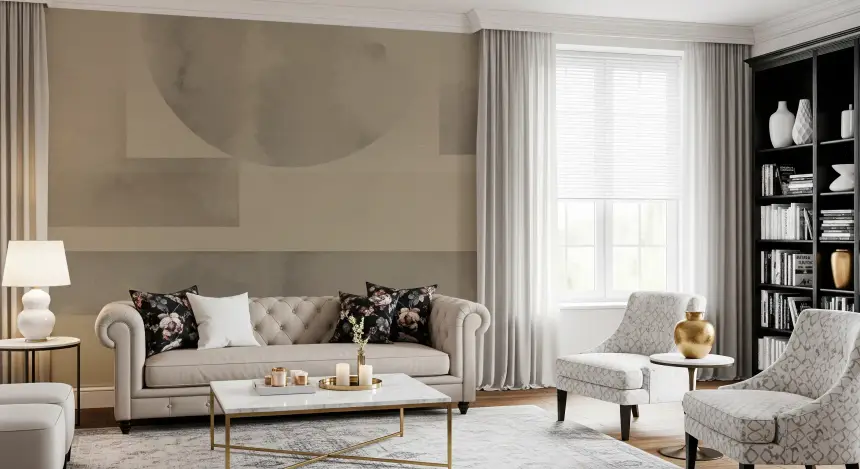 Earthy Horizon Geometry Shapes Abstract Wall Mural