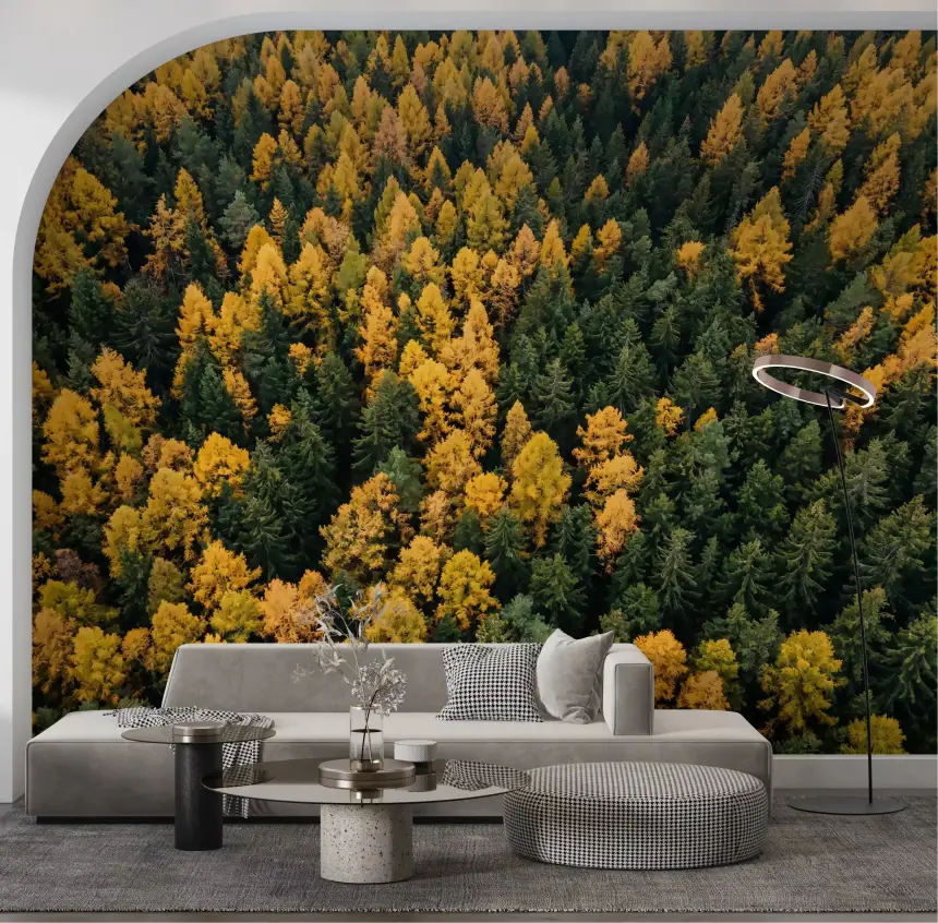 Emerald and Gold Forest Canopy Wall Mural