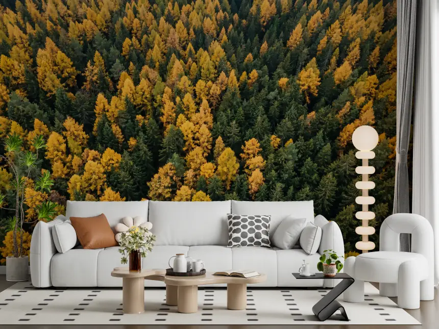 Emerald and Gold Forest Canopy Wall Mural