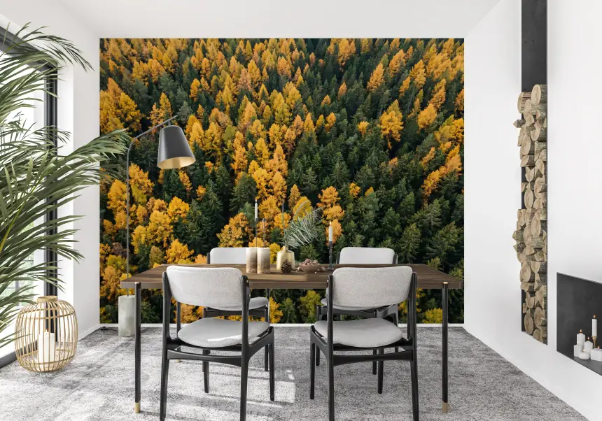 Emerald and Gold Forest Canopy Wall Mural