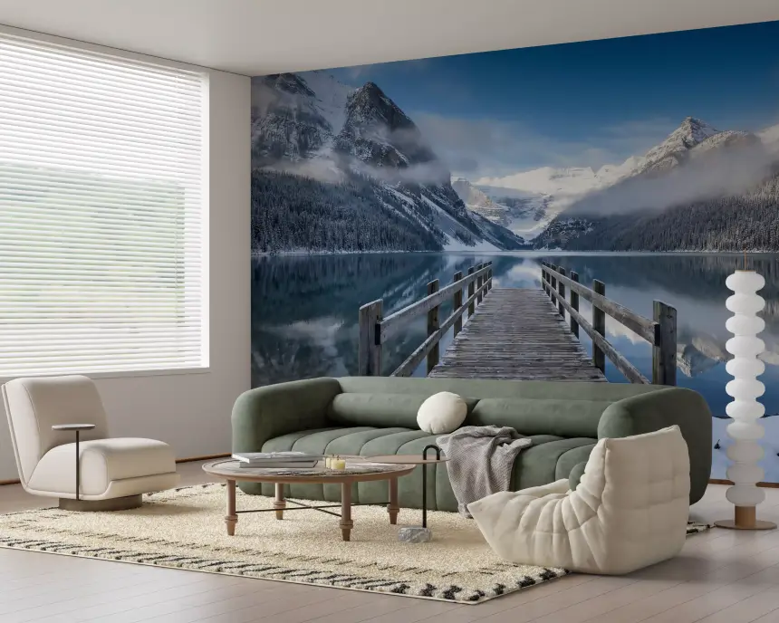 Alpine Lake Winter Serenity Wall Mural