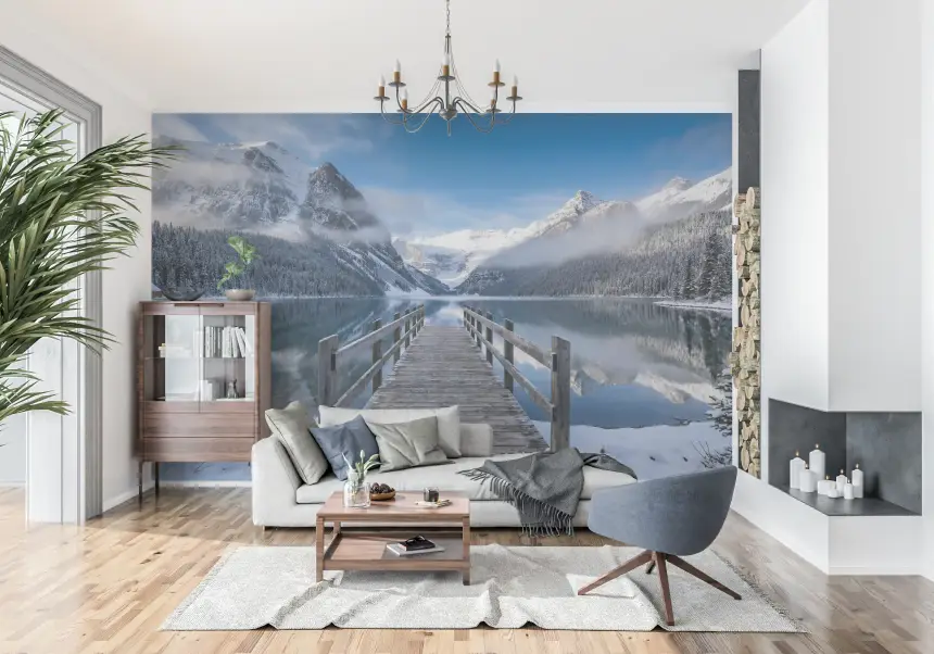 Alpine Lake Winter Serenity Wall Mural