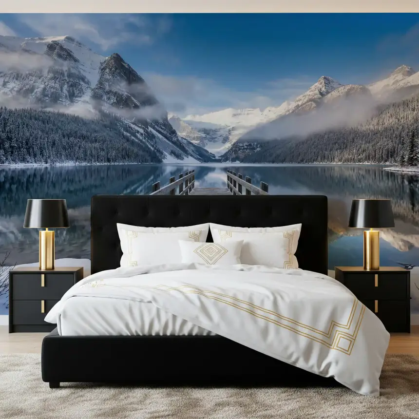 Alpine Lake Winter Serenity Wall Mural