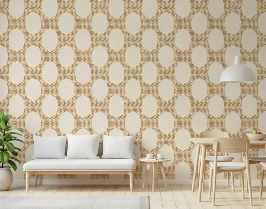 Beachy Boho Golden Mosaic Wallpaper