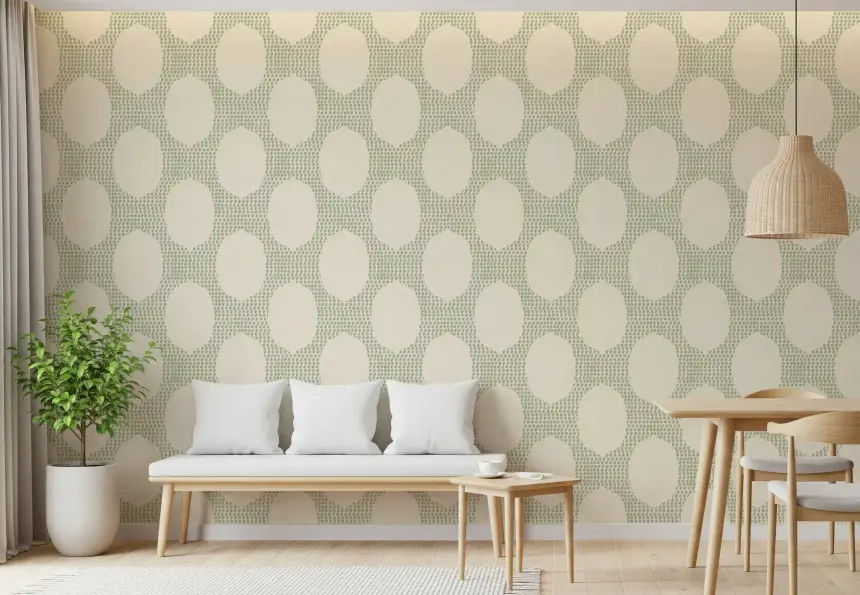 Beachy Boho Costal Green Mosaic Wallpaper