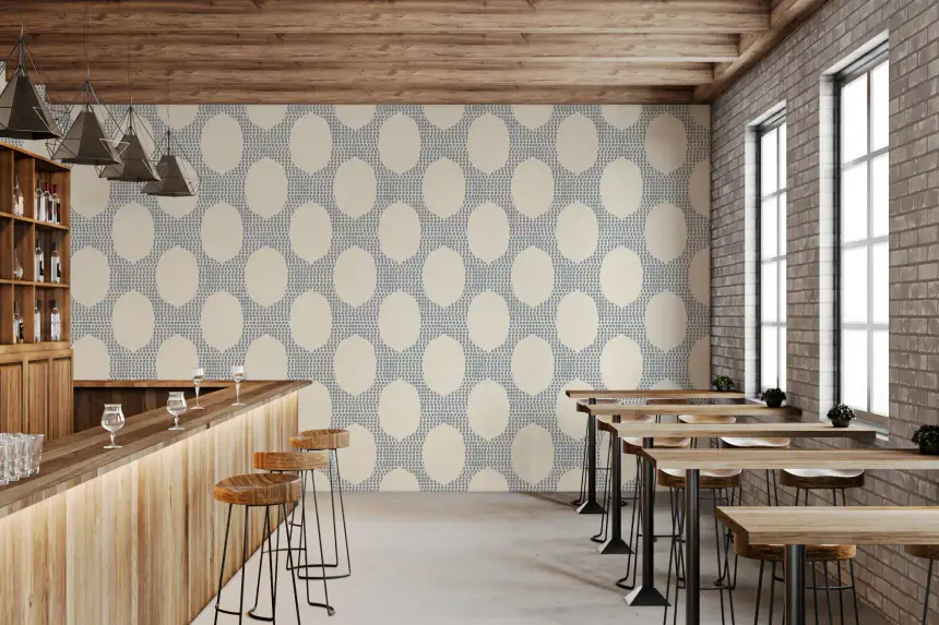 Beachy Boho Slate Blue Mosaic Wallpaper