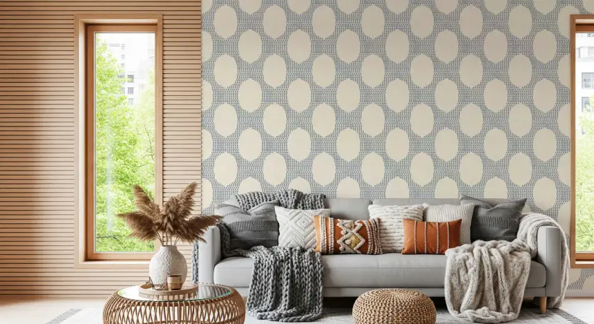 Beachy Boho Slate Blue Mosaic Wallpaper