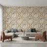 Heritage Ochre Dotted Palm Trellis Wallpaper 7