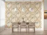 Heritage Ochre Dotted Palm Trellis Wallpaper 8