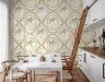 Sage Ochre Dotted Palm Trellis Wallpaper 8