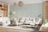 Aqua Textured Fan Pattern Wallpaper 6