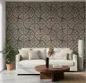 Charcoal Beige Textured Scallop Leaf Wallpaper 5