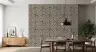Charcoal Beige Textured Scallop Leaf Wallpaper 7