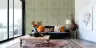 Textured Moss Green Fan Leaf Pattern Wall Mural 8