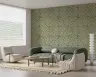 Textured Moss Green Fan Leaf Pattern Wall Mural 6