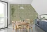 Sage Green Textured Fan Leaf Pattern Wallpaper 8