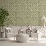 Sage Green Textured Fan Leaf Pattern Wallpaper 7
