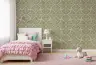 Sage Green Textured Fan Leaf Pattern Wallpaper 6