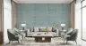Aqua Blue Textured Fan Pattern Wallpaper 6