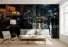 Vintage Noir Cityscape Wall Mural with Classic Car 6