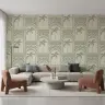 Modern Tropical Palm Archways Wallpaper in Sage Green 7