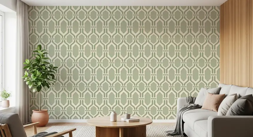 Art Deco Trellis Coastal Green Wallpaper