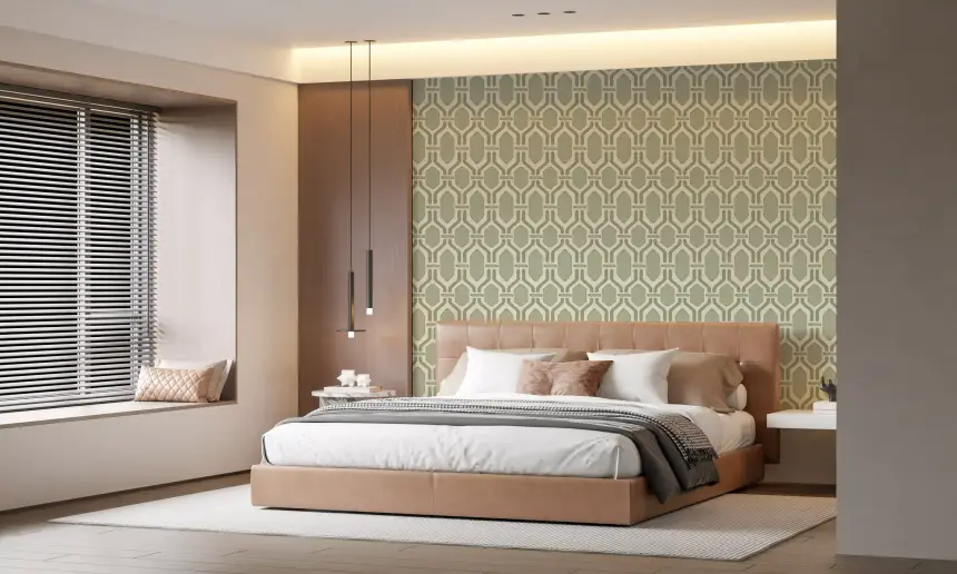Art Deco Trellis Coastal Green Wallpaper