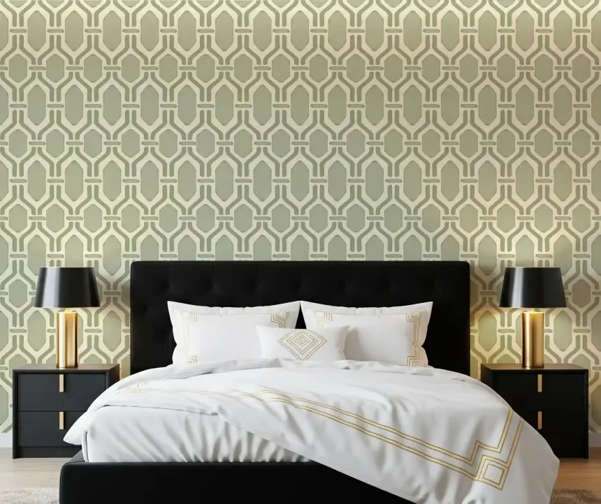 Art Deco Trellis Coastal Green Wallpaper