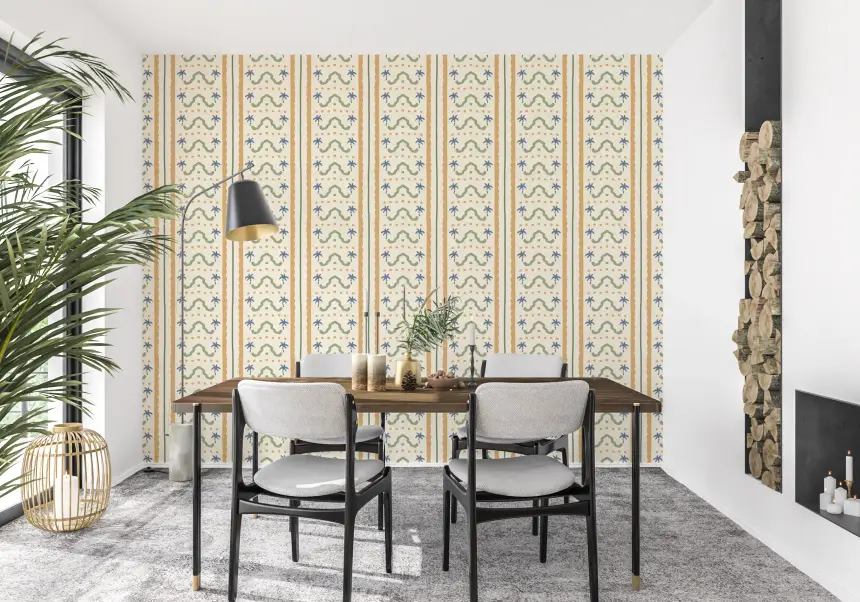 Marrakesh Striped Ornament Wallpaper