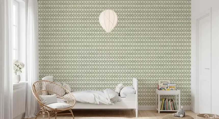 Zellige Cross Ornament Coastal Green Wallpaper