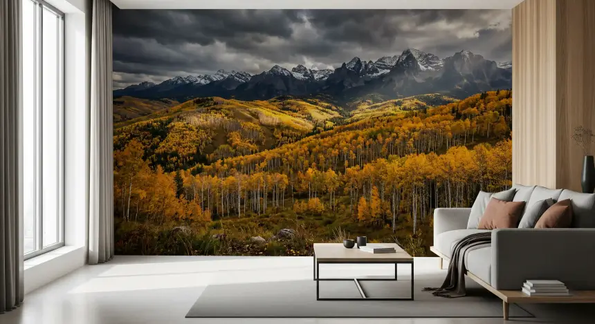 Autumn's Golden Embrace Wall Mural