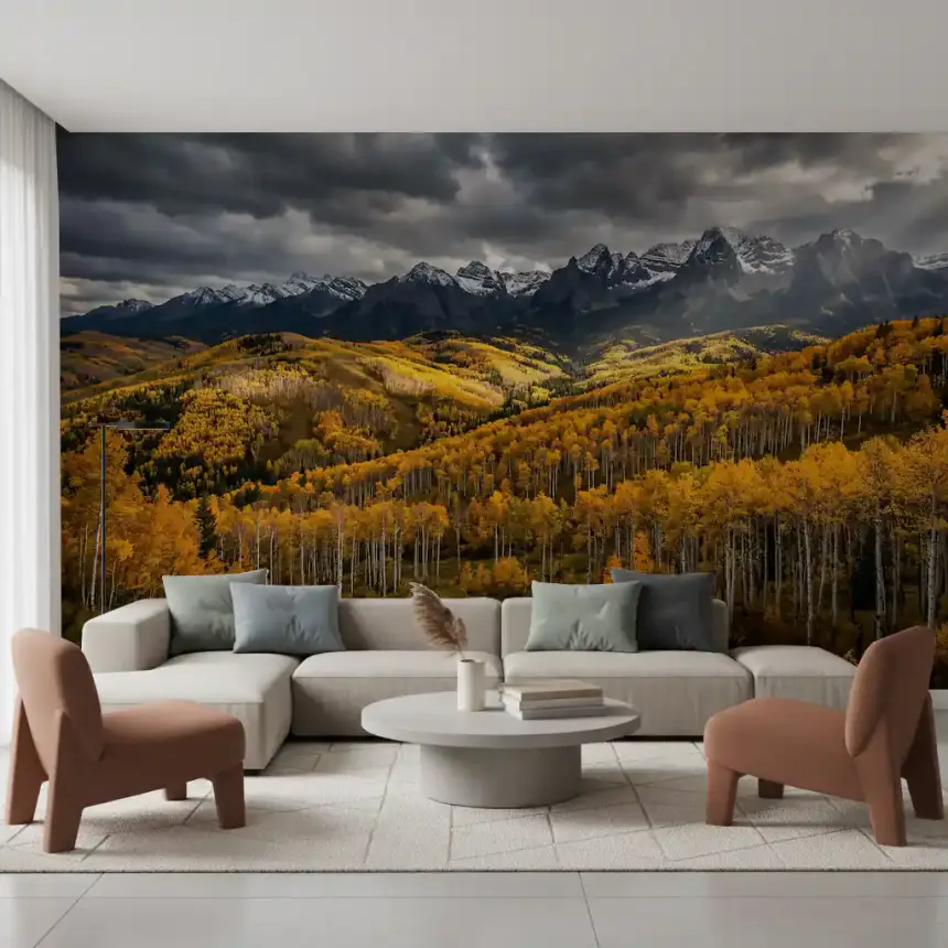 Autumn's Golden Embrace Wall Mural