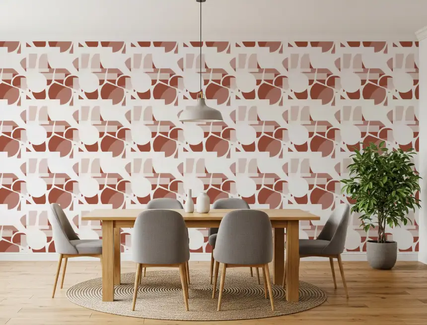 Terracotta Geometric Flow Clay Shapes Wallpaper