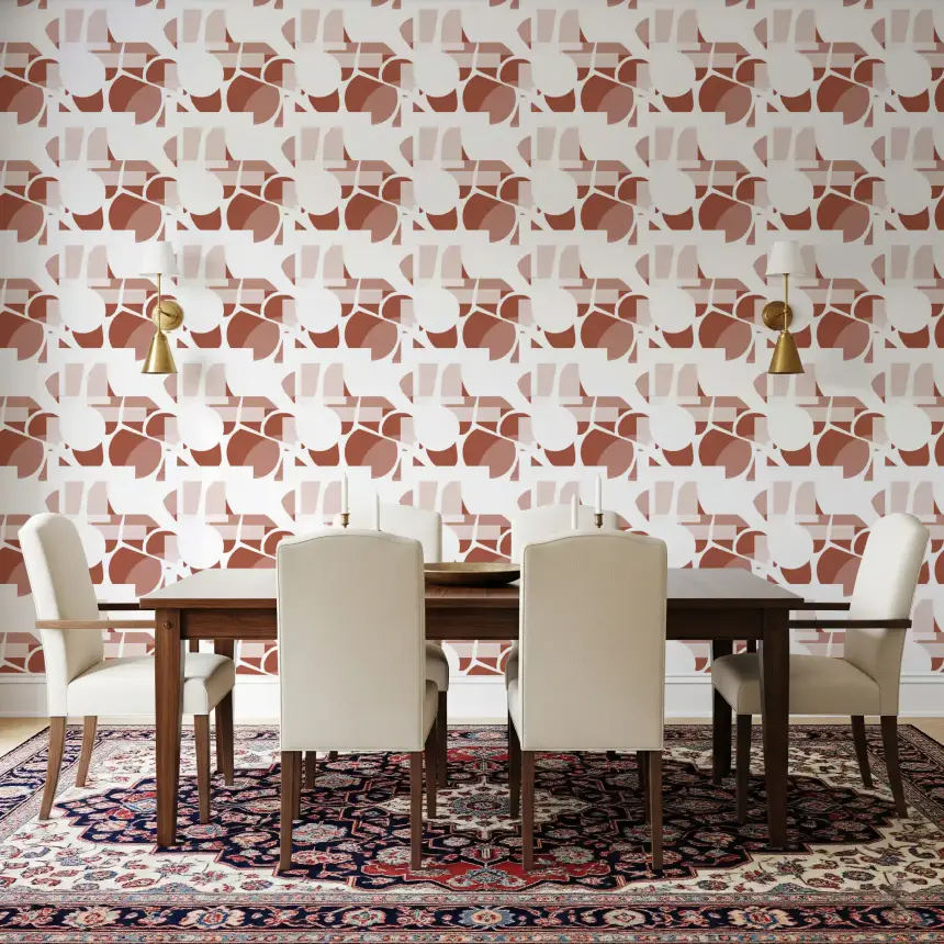 Terracotta Geometric Flow Clay Shapes Wallpaper