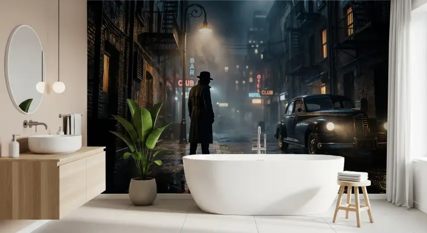 Midnight City Noir Wall Mural