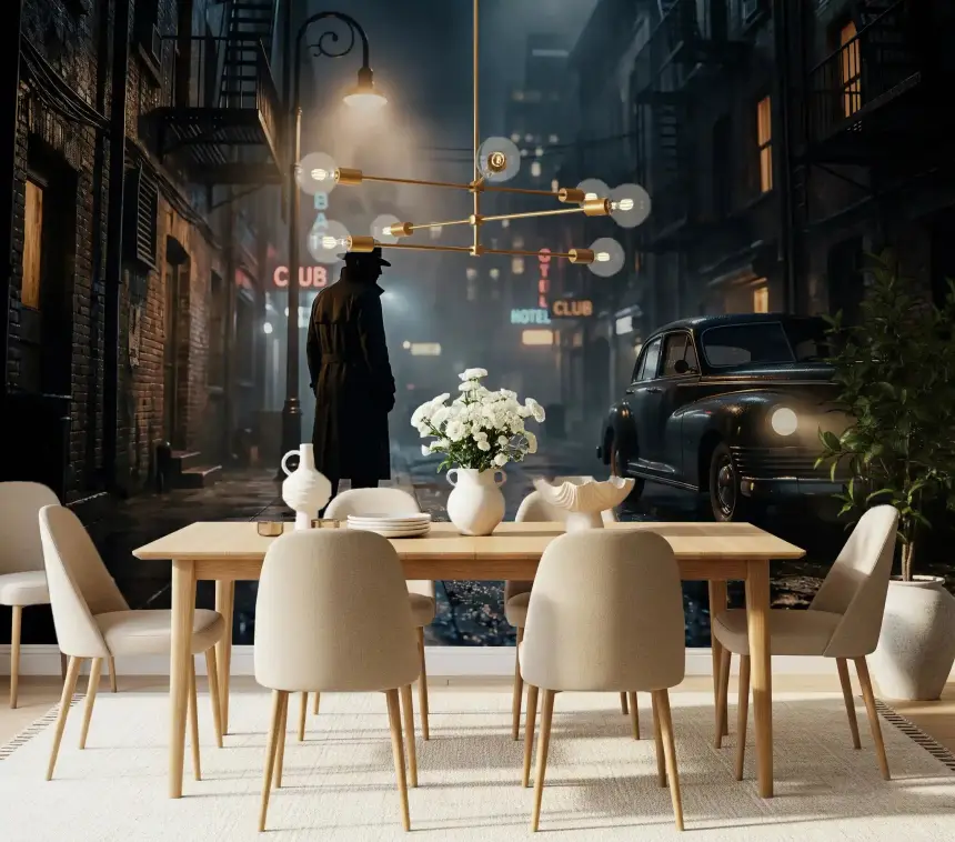 Midnight City Noir Wall Mural