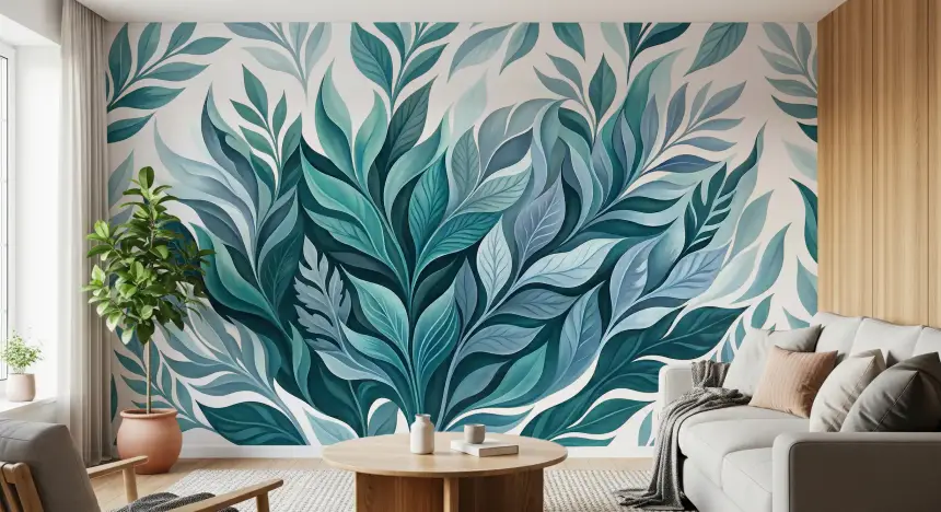 Serene Leaf Dance Wall Mural