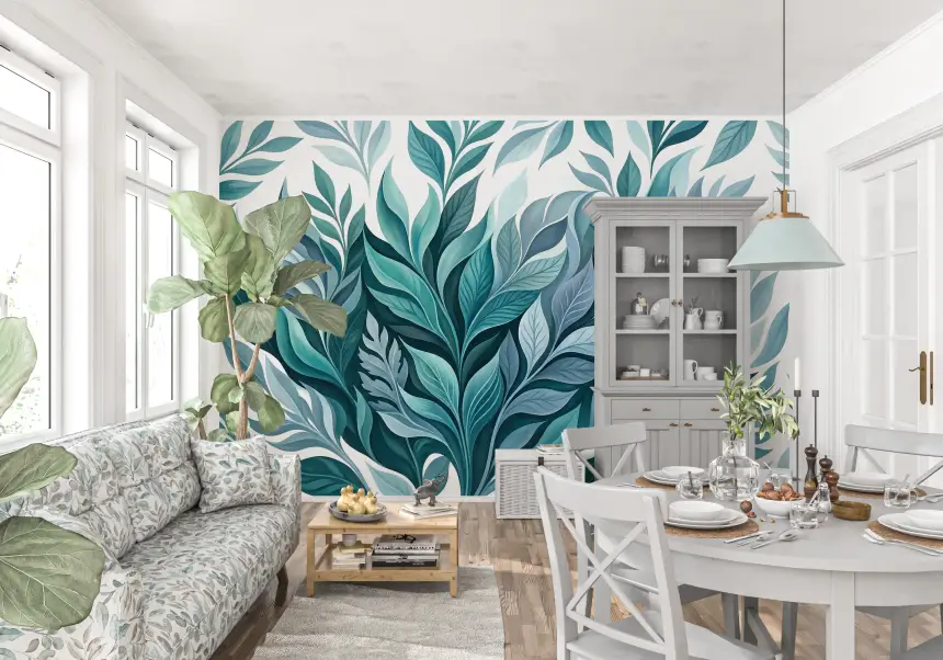 Serene Leaf Dance Wall Mural