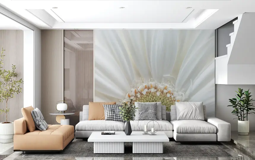 White Petal Radiance Wall Mural
