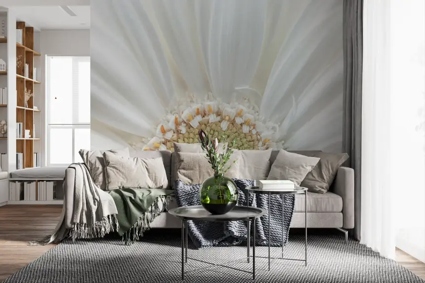 White Petal Radiance Wall Mural