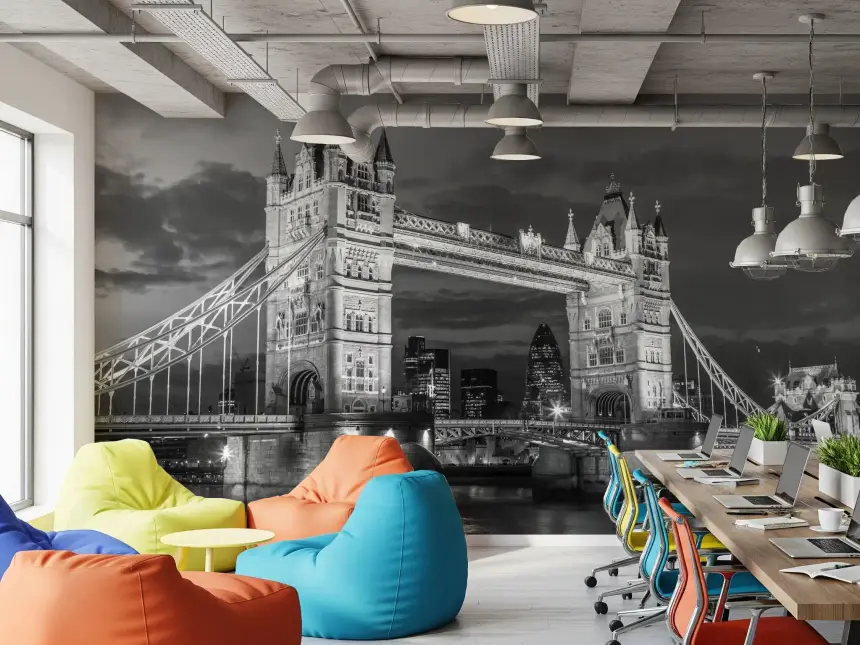 Monochrome London: Tower Bridge Glow Wall Mural