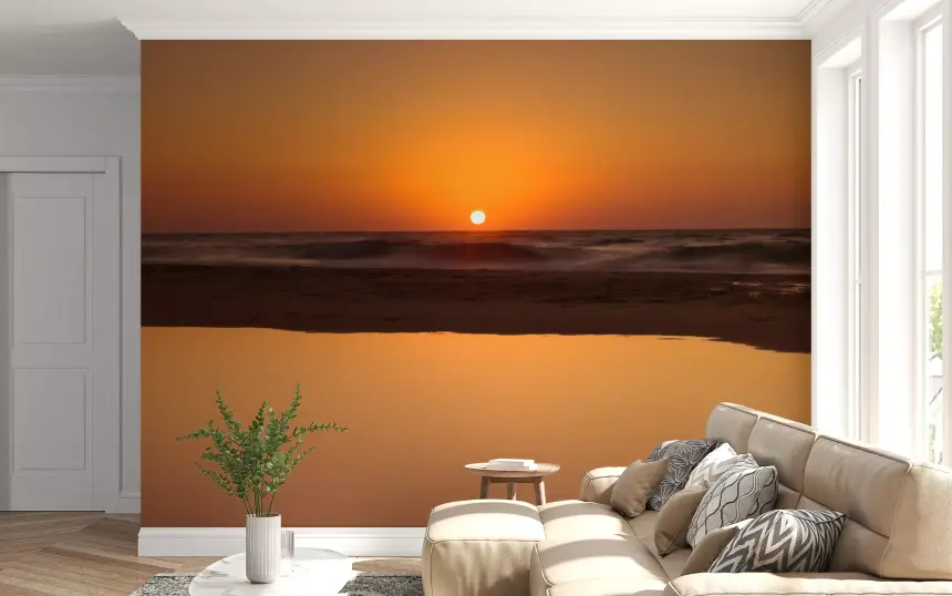 Golden Ocean Horizon Wall Mural