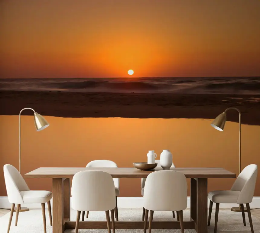 Golden Ocean Horizon Wall Mural