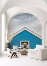 Blue Beach Hut Wall Mural 5