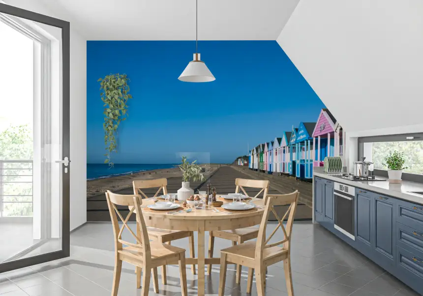 Colorful Beach Hut Serenity Wall Mural
