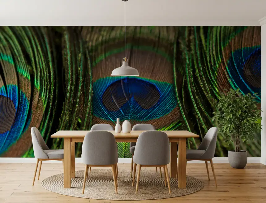 Peacock's Iridescent Plumes Wall Mural