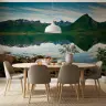 Alpine Green Peaks Aqua Mirror Wall Mural 6